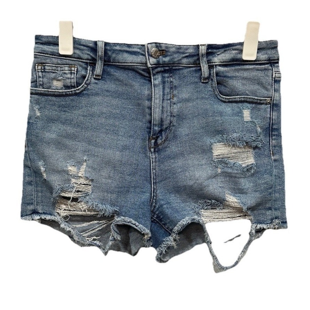 Guess Los Angeles Denim Shorts Women's Size 28 Distressed Cut Off 5 Pockets Zip